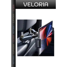 Veloria Premium Arka Başlık 360 Döner Askı Aparat Koltuk Arkası Tablet Tutucu Araç Aksesuarı Seyahat Ürünü