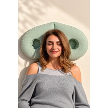 MOONZY Minimalist & Cozy Oval Çift Delikli Kulak Koruyucu Yastık – Yatan Hasta & Piercing Destek Yastığı