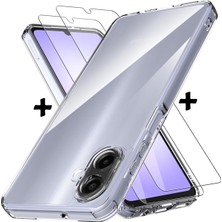 Relatos Samsung Galaxy A07 ile Uyumlu Kılıf Kamera Çıkıntılı Korumalı Yumuşak Şeffaf Silikon + 9h Ekran Koruyucu Cam