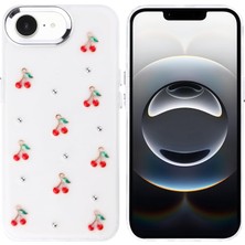 Relatos Apple ile Uyumlu iPhone 16E Kılıf Airbag Tasarımlı Simli Şeffaf Kutup Kapak Kiraz