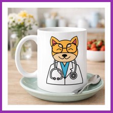 Salmore Doktor Kedi Tasarımlı Porselen Kupa Model 174 – Sevimli Veteriner / Doktor Kedi Kahve Kupası – Kedi Severlere ve Sağlık Çalışanlarına Hediye Bty