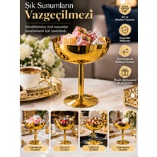 Mucit Home Gold Paslanmaz Çelik Ayaklı Şekerlik Lokumluk Premium Kalite Zarif Sofra Sunumluğu