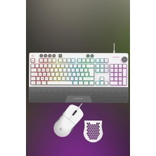 Relatos Gaming Oyuncu Klavye Mouse Set Eclıpse Beyaz USB Rgb Aydınlatmalı Q Klavye