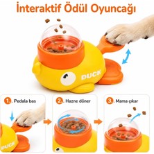 Relatos Köpek Oyuncağı Ördek Şeklinde Mama Dağıtıcı, Köpek Akıl Yavaş Besleme Puzzle, Pedallı Interaktif Ödül Oyuncağı, Zeka Geliştirici Eğitim ve Aktivite Oyuncağı