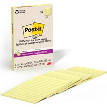 Relatos %100 Geri Dönüşümlü Kağıt Süper Yapışkan Notlar, 2x Yapıştırma Gücü, 4x6", Astarlı, 4 Ped/paket, 45 Yaprak/ped, Kanarya Sarısı (4621R-4SSCY)