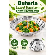 Mucit Home Buharda Sebze Pişirme Sepeti Paslanmaz Çelik Tencere Içi Buharlı Haşlama Katlanır Pişirici Sepet