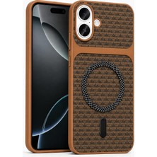 Universal iPhone 16 Pro Max ile Uyumlu Karbon Kaplama Telefon Kılıfı, Magsafe ile Uyumlu, 2 mm Yükseltilmiş Kamera Korumalı, Kadife Iç Yüzeyli, Darbe Emici Premium Volten Koruyucu Kılıf, Kahverengi