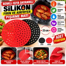Universal Renkli Isıya Dayanıklı Yıkanılabilir Silikon Fırın ve Airfryer Yuvarlak Pişirme Matı 23 cm (Adet Fiyatıdır)