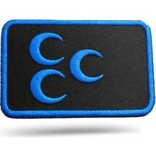 Universal Nakış Patch - Üç Hilal Peç, Siyah-Mavi