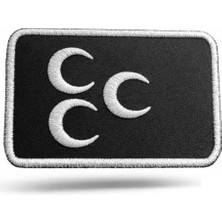 Universal Nakış Patch - Üç Hilal Peç, Siyah-Beyaz