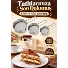 Mucit Home Kakao Pudra Şeker Eleme Süzgeç Seti Tramisu Süsleme Kakao Süzgeçi Ince Delikli