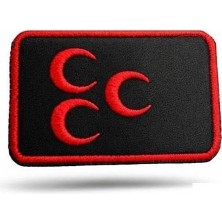 Universal Nakış Patch - Üç Hilal Peç, Kirmizi-Siyah