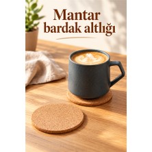 Mucit Home  Doğal Mantar Bardak Altlığı Seti 6 Adet Yuvarlak Isıya Dayanıklı Kahve Çay Sunum Nihalesi