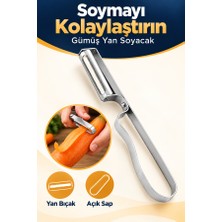 Mucit Home Gümüş Yan Soyacak Patates Sebze Soyacağı Paslanmaz Çelik Ergonomik Pratik Soyma Aparatı