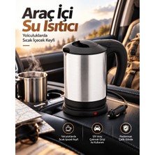 Str Store Yolculuklar Için 12V Araç Uyumlu Paslanmaz Çelik Taşınabilir Elektrikli Su Isıtıcı