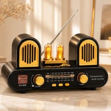 Str Store Yeni Nesil Radyo USB Sd Fm Aux Bluetooth Müzik Kutusu Retro El Tutamaçlı Şarj Edilebilir M113 Koyu Kahve (RX-998 - Siyah)