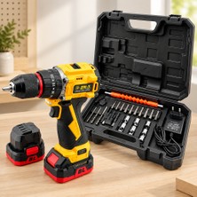 Str Store 24V Fırçasız Şarjlı Darbeli Matkap + Uç Seti - 5.0AH, 1550 Rpm, 2 Batarya