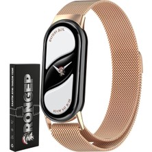 Xiaomi ile Uyumlu Mi Band 10/9/8 Için Loop Metal Hasırlı Kordon Manyetik Tasarımlı Terletmeyen Hafif