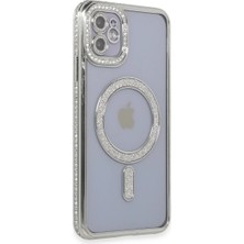 TeknoKapsül Apple iPhone 11 Kılıf Joke Simli Magneticsafe Kılıf - Gümüş