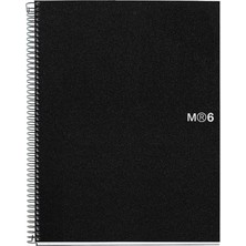 Str Store 8.5 X11 Kablolu Defter, 6-Konu, Kolej Kareli, Siyah