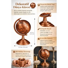 Str Store Dekoratif Dünya Küresi Masaüstü, Dünya Haritası Tasarımlı Şık Dekoratif Dünya Küresi, Ev Ofis Kütüphane Çalışma Masası ve Kitaplık Dekorasyonu Için Modern Masaüstü (Bakır)