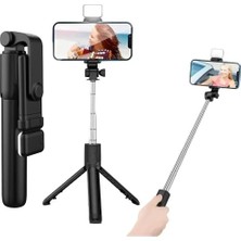 Str Store CR27 4in1 Bluetooth Kumandalı, Selfie Çubuğu, Tripod Monopod, LED Işık, Deklanşörlü, Canlı Yayın Standı Telefon Tutucu Katlanabilir Genişletilebilir