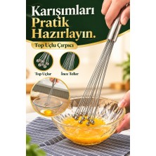 Mucit Home Ayarlanabilir Paslanmaz Çelik Metal Boncuk Top Uçlu Çırpıcı Sos Karıştırıcı Top Uçlu Yumurta Çırpıcı