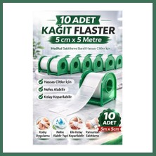 En-Cag Kağıt Flaster 5 cm x 5 M 10 Adet Medikal Sabitleme Bandı Hassas Ciltler Için Bss