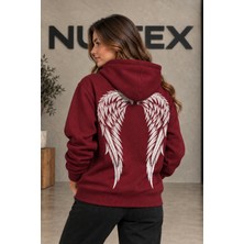 Nuatex Melek Kanatlı Angel Yazılı 3iplik Şardonlu Kapüşonlu Regular Kalıp Sweatshirt