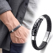 Moncuk Design Obsidyen Nova Doğal Taşlı Deri Çelik Erkek Bileklik 33512B1D18