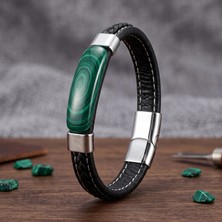 Moncuk Design Malahit Verde Doğal Taşlı Deri Çelik Erkek Bileklik 33512B1D17