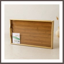 Ecotrend Bambu Dikdörtgen Sunum Tepsisi 50X30 cm Ayaklı ECO123