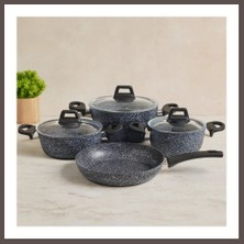 Ecotrend 7 Parça Granit Tencere ve Tava Seti (20-24CM Derin, 27CM Cam Kapak, 26CM Tava) ECO123