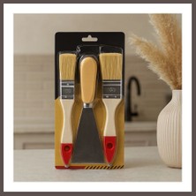 Ecotrend 3 Parça Boyacı Seti 50 mm Spatula ve 2 Adet Kestirme Fırça No.1-1.5 ECO123