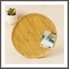 Ecotrend 38 cm Yuvarlak Bambu Servis Tepsisi Sunum Tahtası ECO123