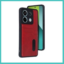 Ny Joy Redmi Note 13 Pro 5g Uyumlu Kılıf Sara Kartvizitli Deri Kılıf - Kırmızı Nyjoybz