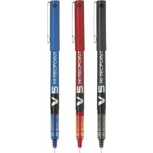 Pilot V5 Hi-Tecpoint Iğne Uçlu Roller Kalem Mavi Siyah Kırmızı 3 Adet