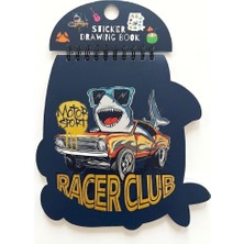 Latte Stickerlı Resim Defteri Küçük Boy Köpekbalığı Temalı Lacivert