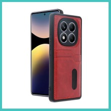 Ny Joy Redmi Note 14 Pro 5g Uyumlu Kılıf Sara Kartvizitli Deri Kılıf - Kırmızı Nyjoybz