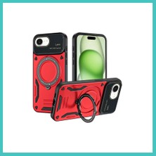 Ny Joy iPhone 16E Uyumlu Kılıf Joy Lens Standlı Kapak - Kırmızı Nyjoybz