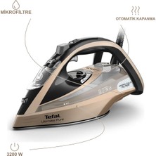Tefal 3200 W Güç, 300 G/dk Şok Buhar ve 60 G/dk Sürekli Buhar, 360 ml Hazneli Autoclean Tabanlı Micro Calc Filtreli Buharlı Ütü, Gömlek ve Ev Tekstili Için Kontrollü Ütüleme Ultimate Pure FV9852