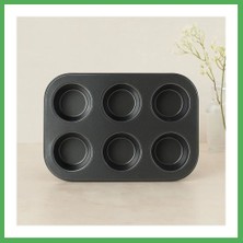 Astraltech 6 Gözlü Siyah Metal Muffin Kalıbı Bezoss
