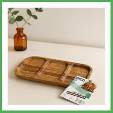 Astraltech Akasya 3 Bölmeli Ahşap Servis Tepsisi 25X14 cm Bezoss