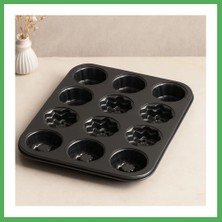 Astraltech 12 Gözlü Metal Muffin Kek Kalıbı - Siyah Bezoss