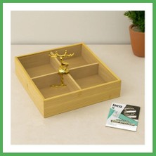 Astraltech 4 Bölmeli Bambu Servis Sunumluk 22X22X5 cm Bezoss