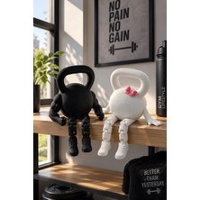 Bezzar Kettlebell Sporcu Çift Figürlü Dekoratif Biblo