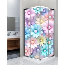 Renkli Hobby Duşakabin Kaplama Folyo Sticker - Banyo Duşakabin Kapağı Kaplama - Kendinden Yapışkanlı