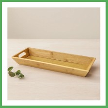 Astraltech Bambu Ahşap Sunum Tepsisi 16X40X4 cm Çift Kulplu Bezoss