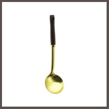 Ecotrend Metal Servis Kepçe Ahşap Saplı 35CM Altın ECO123