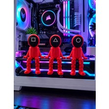 Omegan 3’lü Gaming Figür Seti Squid Game – Kare Üçgen Daire - Dekoratif Oyuncu Odası Masa Süsü
